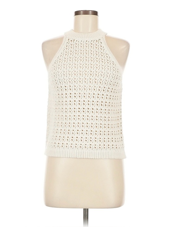 Universal Thread Tops - Universal Thread Cream Crochet Halo-Neck Tank Top Medium M